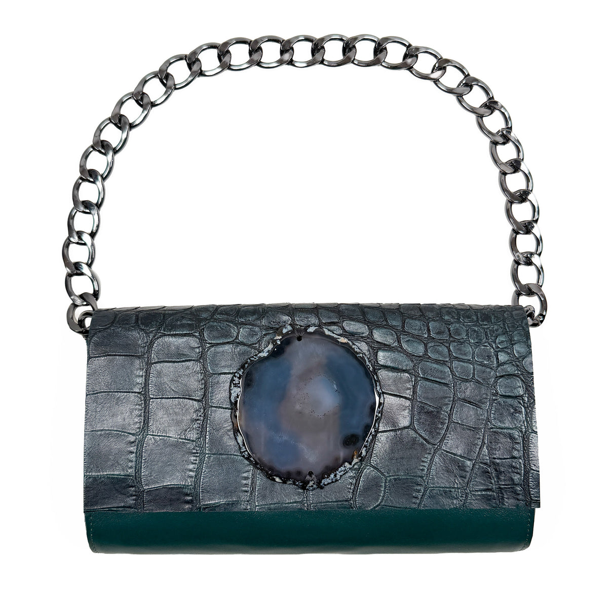 BAGUETTE - dark green croc