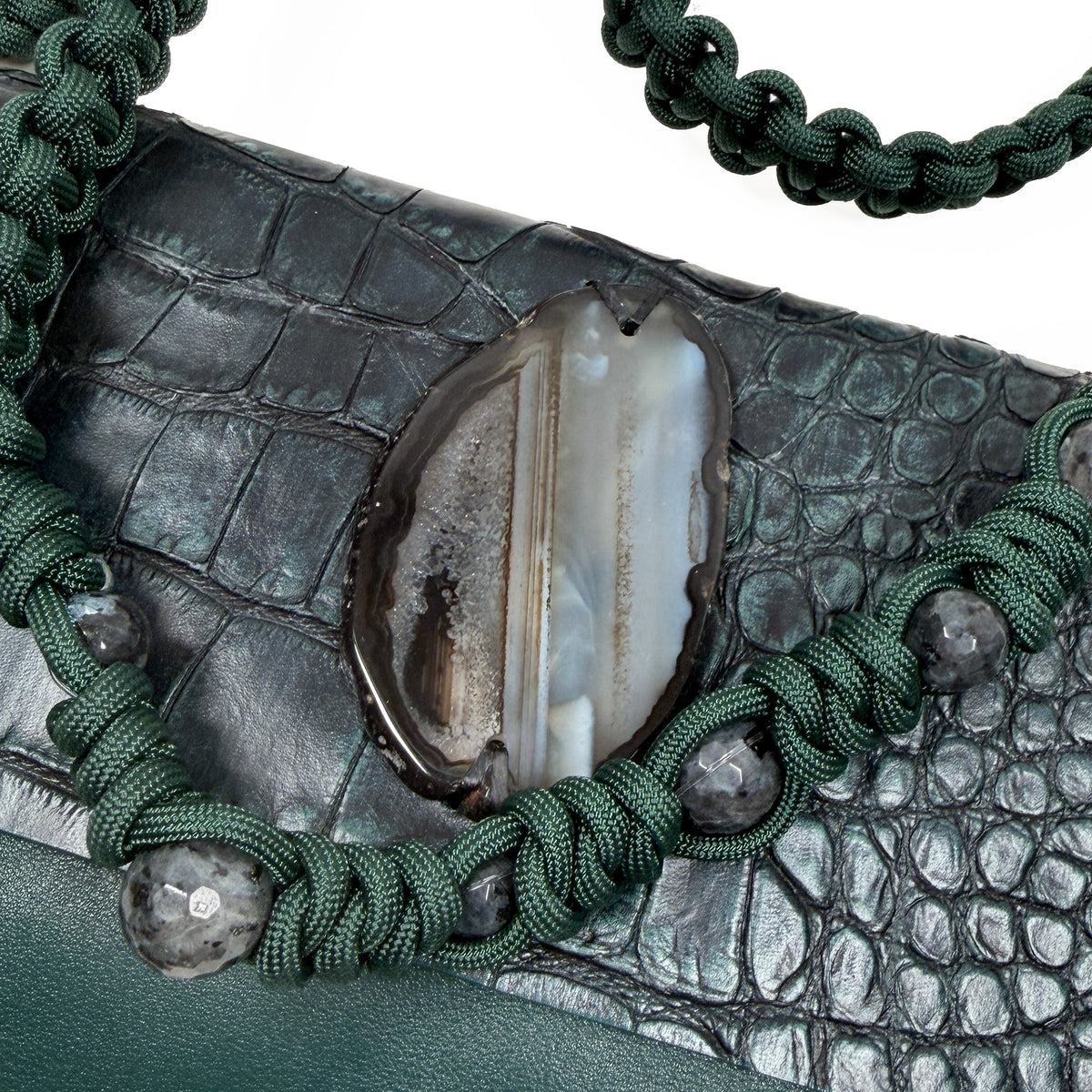 BAHAMA - dark green croc - knotted strap