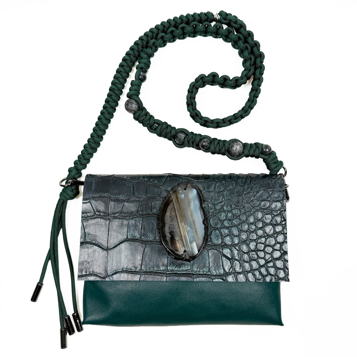 BAHAMA - dark green croc - knotted strap
