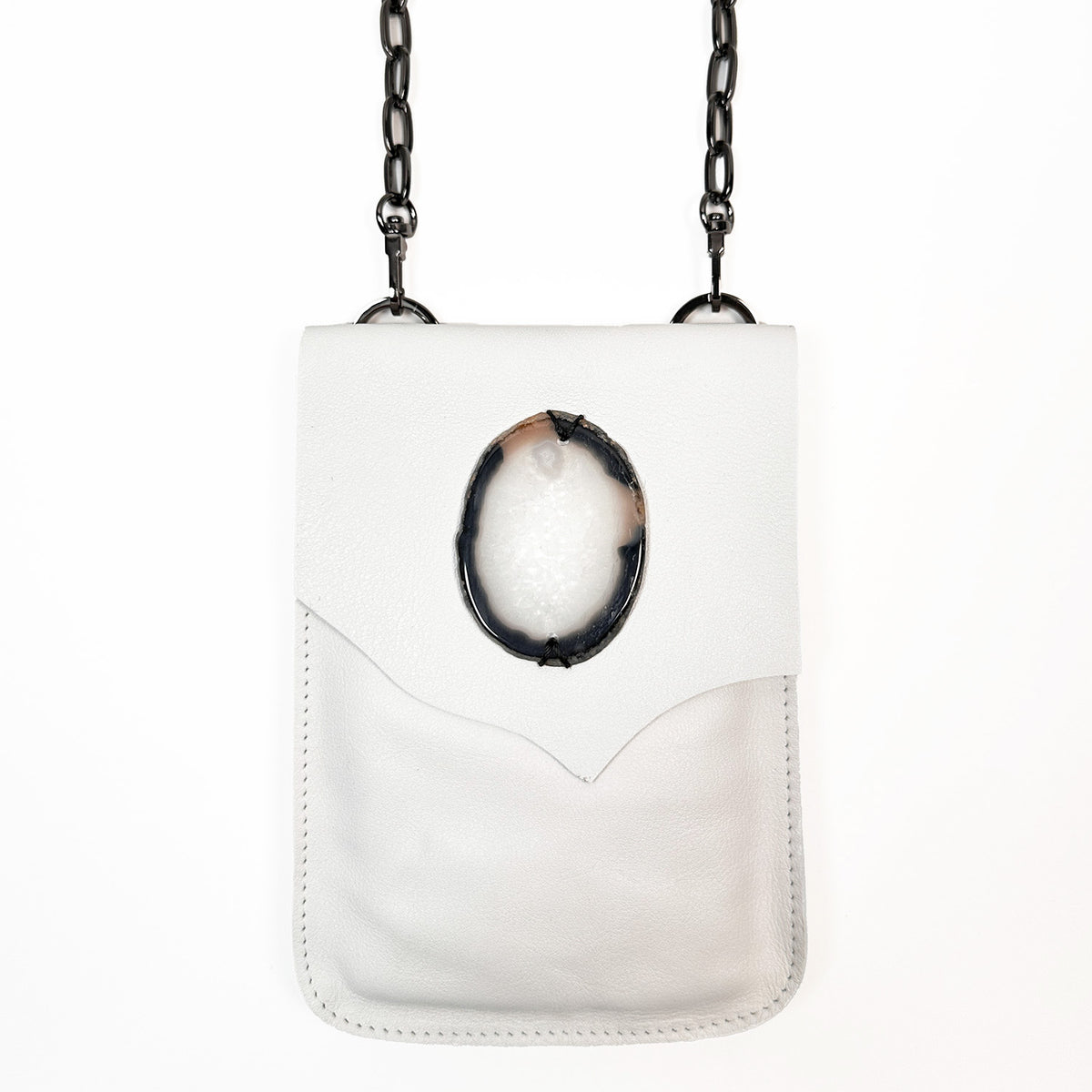 White Crossbody Vegan Belt Chain BEMYLV White Leather Chain Belt Bag - Crossbody & Waist Purse main image 2