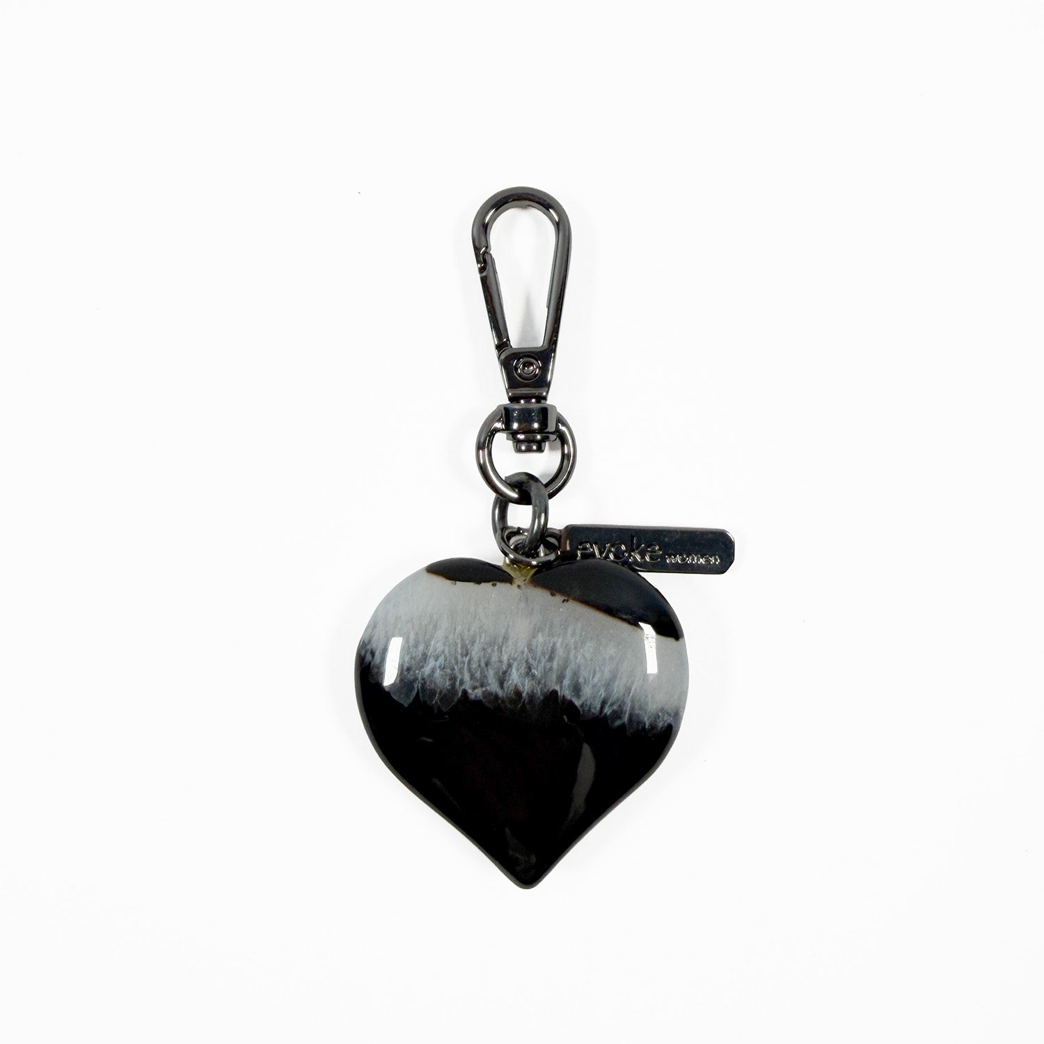 Heart charm - black & white Agate