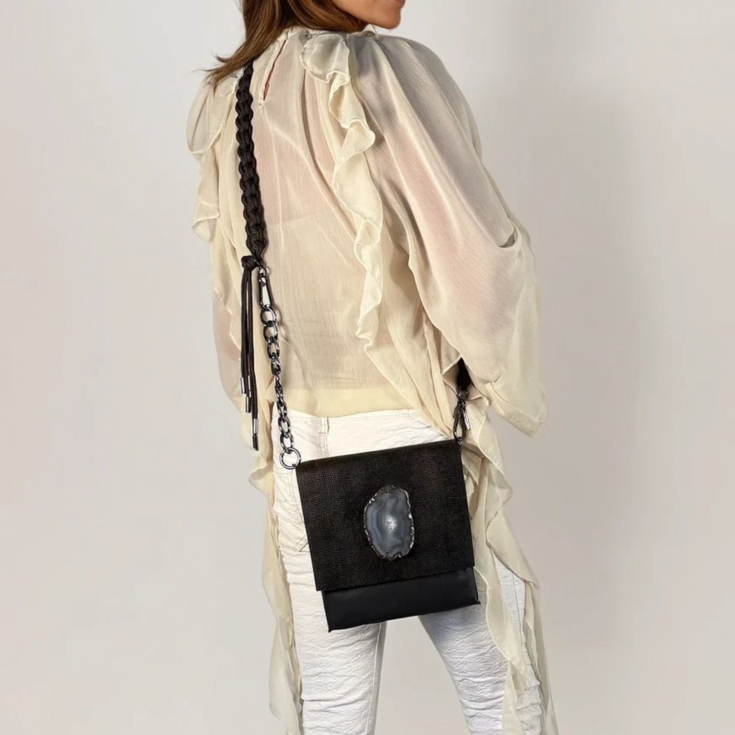 NAOMI - Bittersweet Lizzard - braided shoulder strap