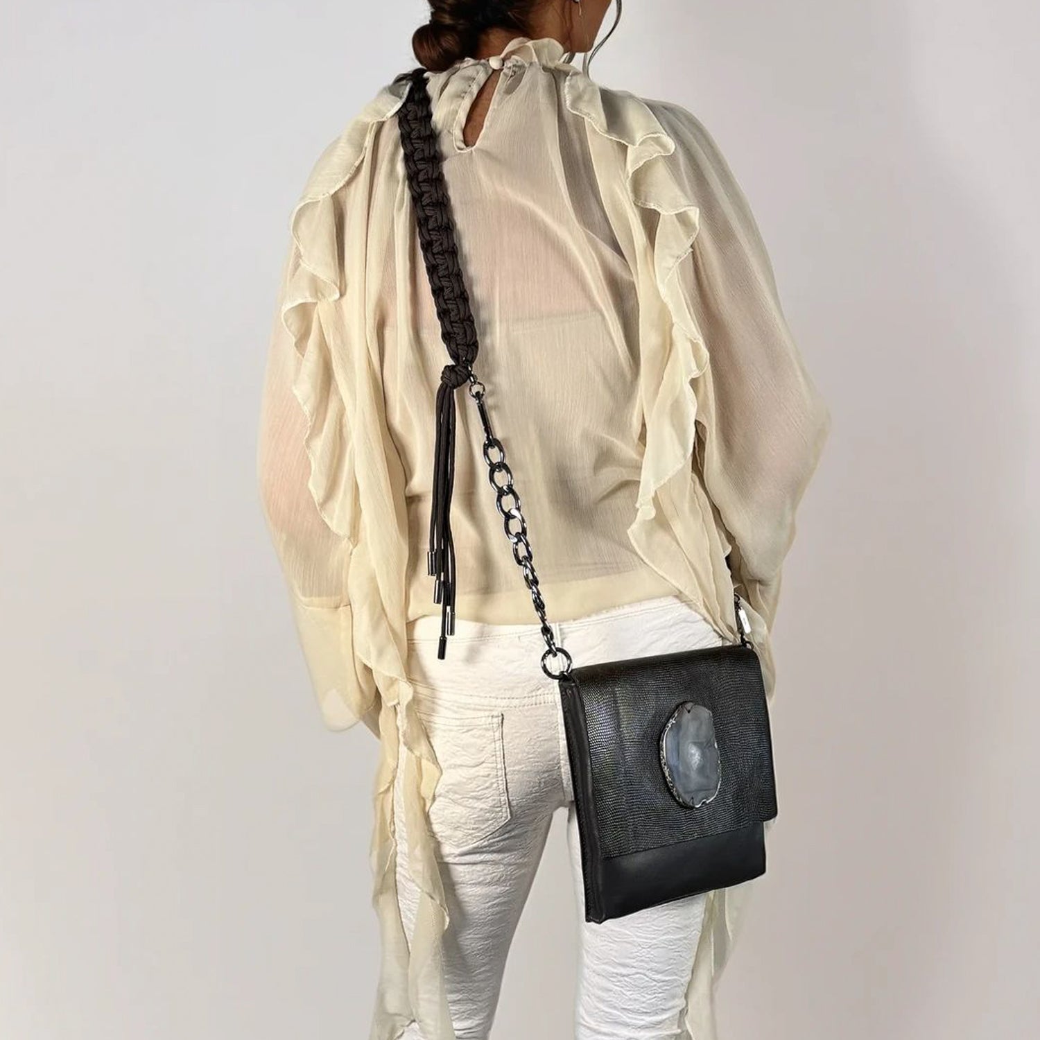 NAOMI - Bittersweet Lizzard - braided shoulder strap