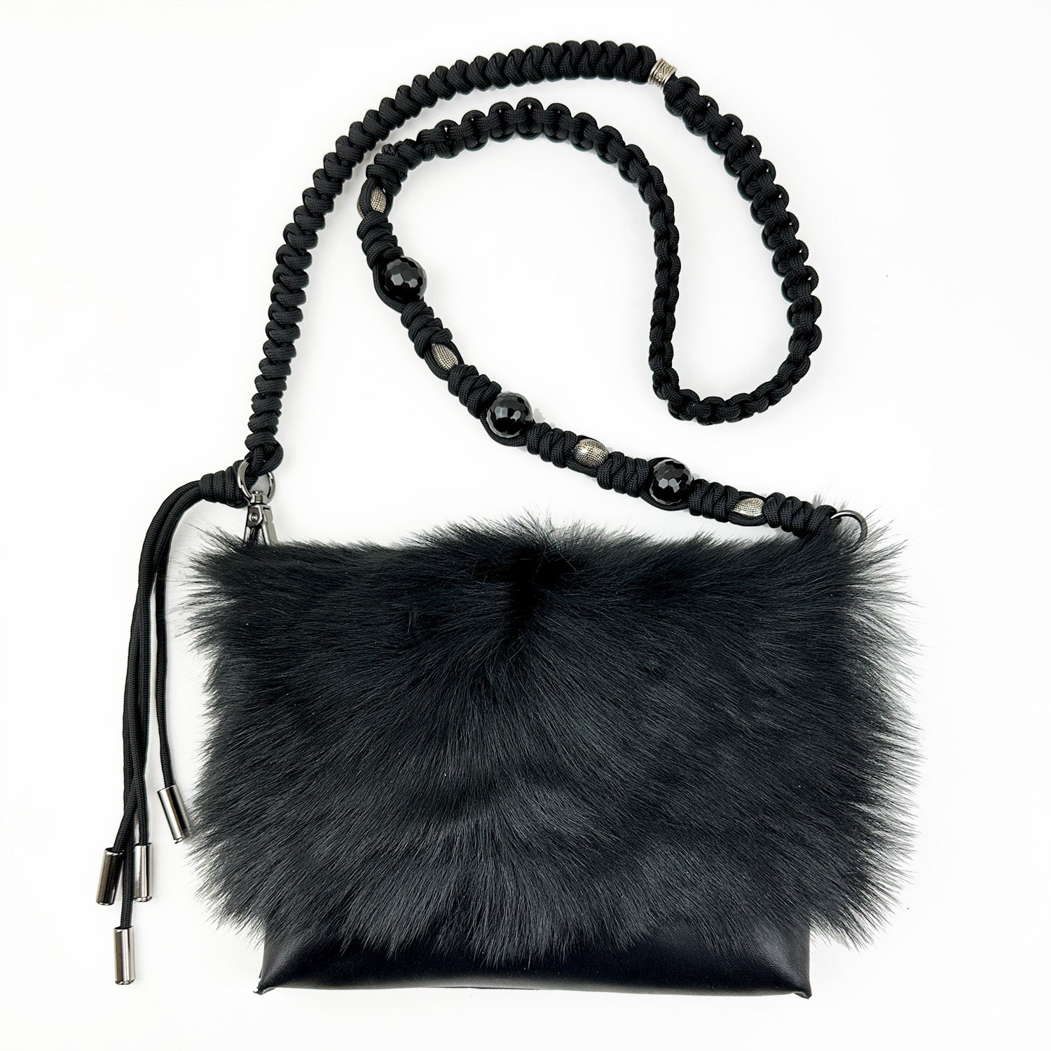 BAHAMA FUR - BLACK - KNOTTED STRAP