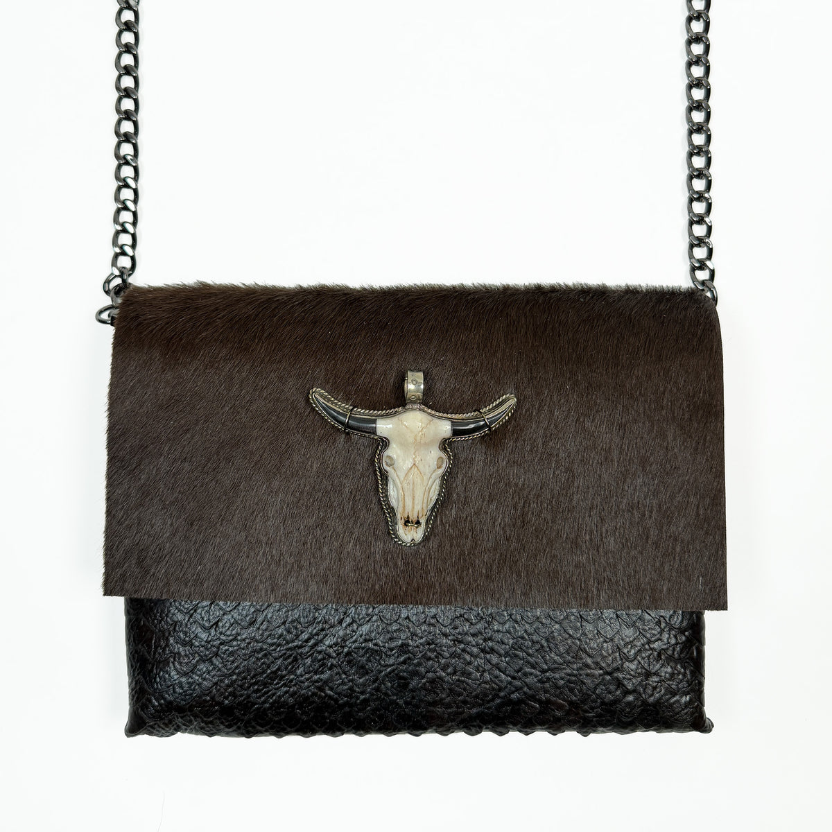 BAHAMA - dark brown snake & hair on - Longhorn