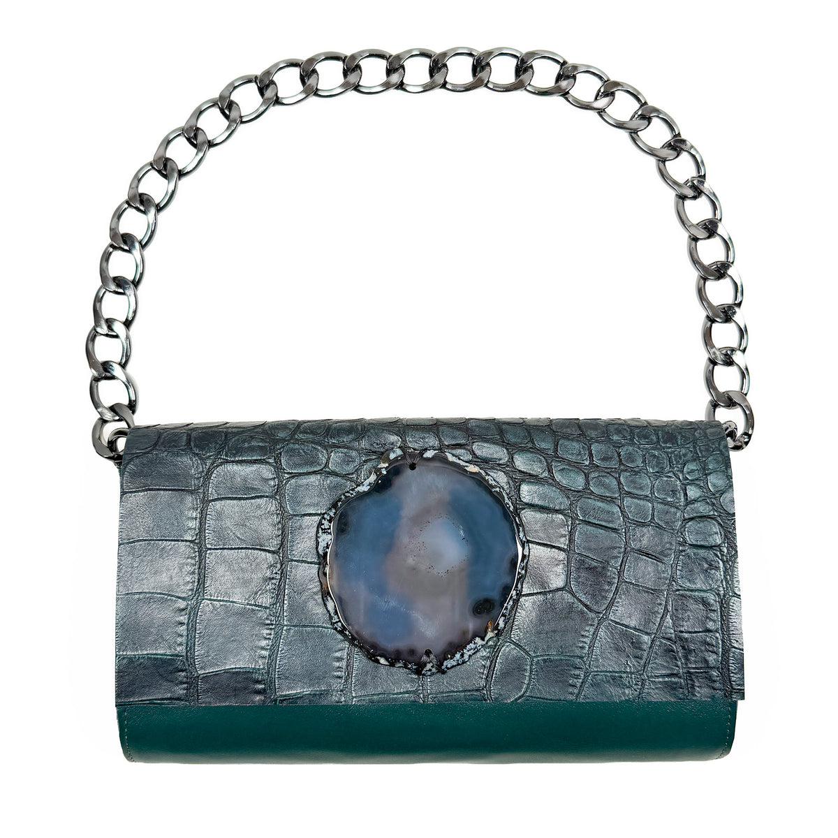 BAGUETTE - dark green croc
