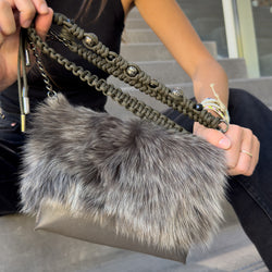 BAHAMA FUR - OLIVE-GREY - KNOTTED STRAP